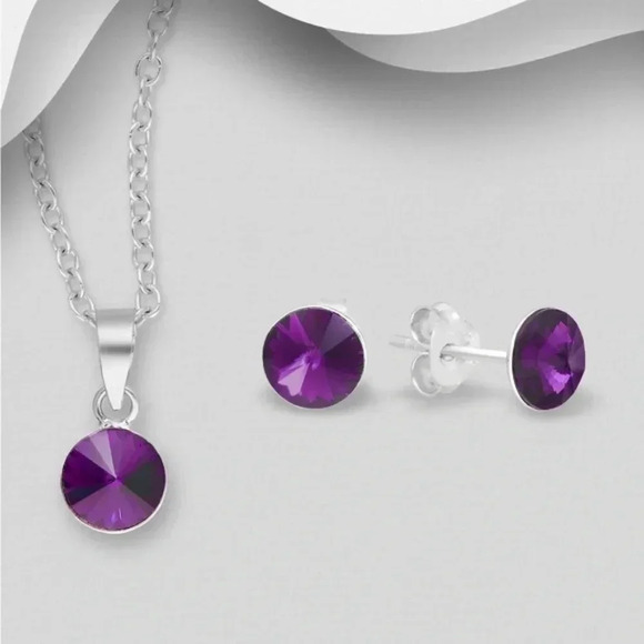 925 Sterling Silver Circle Set with Fine Austrian crystals - Picture 2 of 12